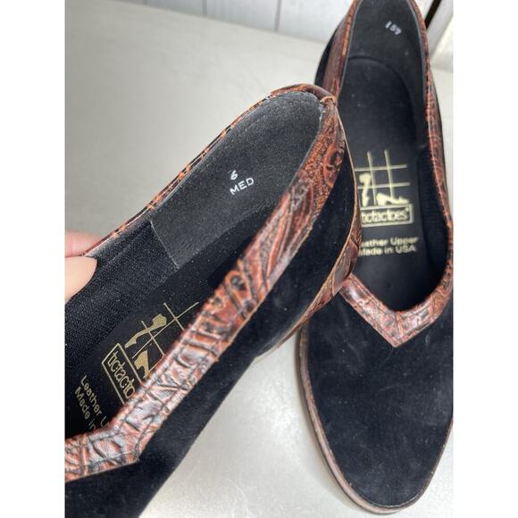 Tic Tac Toes Dance Shoe Women's Black Leather Tooled Swing Made USA Sz 6 - Picture 4 of 6